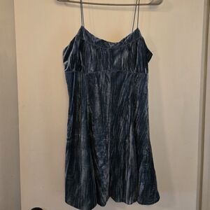 Elegant Blue Velvet Dress